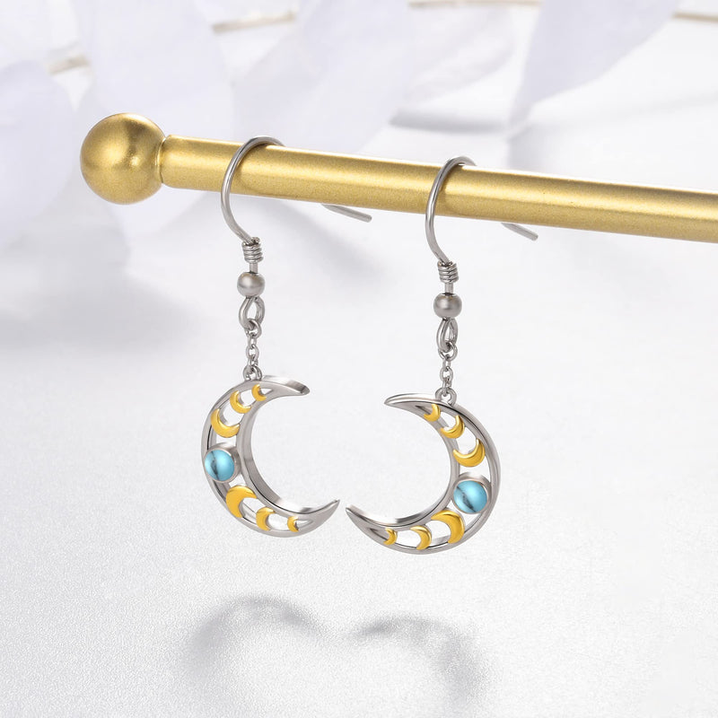LINGBG JEWELRY Moon Earrings 925 Sterling Silver Moon Star Sun Earring Tree of Life Earrings Bat Earrings Peace Sign Earrings Half Moon Earrings for Women Jewelry Gifts for Girls 7# Moon Earrings - BeesActive Australia