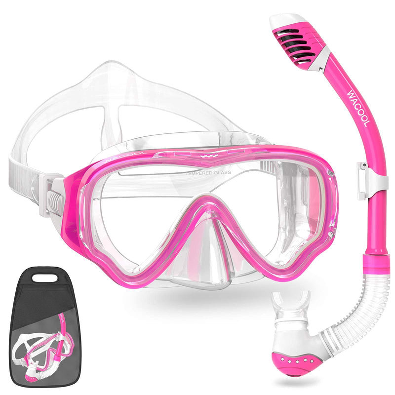 WACOOL Professional Adult (Sliver) and Kids (Pink) Snorkeling Set Swimming Gear Anti-Fog Coated Glass with Silicon Mouth Piece Purge Valve and Anti-Splash - BeesActive Australia