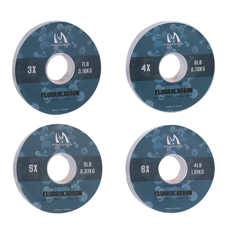 M MAXIMUMCATCH Maxcatch Fluorocarbon Leader Tippet Line for Fly Fishing with Tippet Line Holder & Tender, Clear, 50m/55Yds, 4PCS Fluorocarbon-4 Pieces with Holder/50M 3X+4X+5X+6X-50M-55Yds - BeesActive Australia