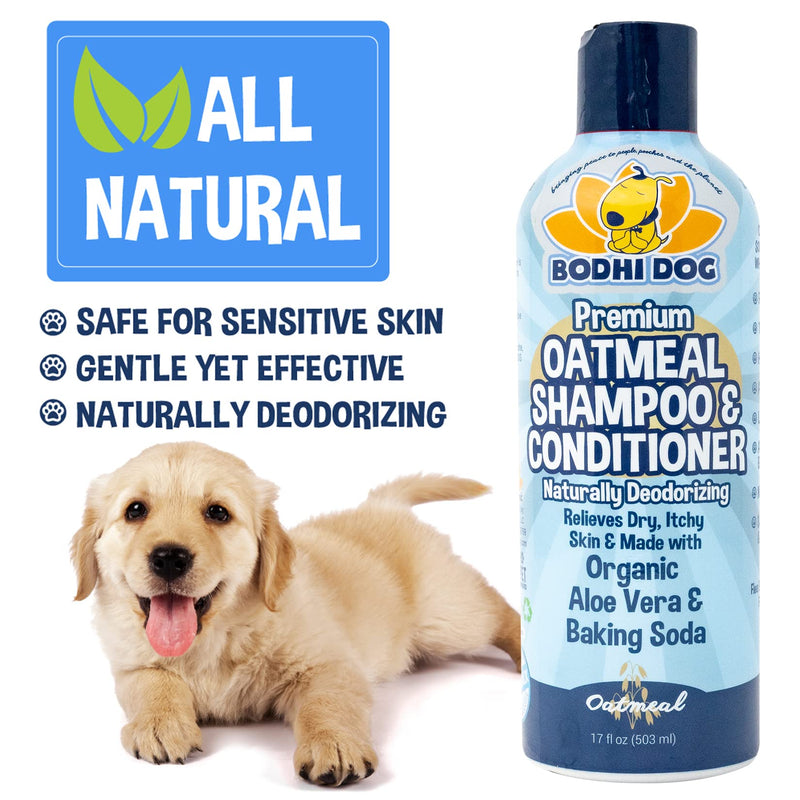 Organic Natural Oatmeal Dog Shampoo and Conditioner | Conditioning Deodorizing Formula for Dogs Cats & Pets | Treatment Wash Soothes Dry Itchy Skin | 17oz - BeesActive Australia