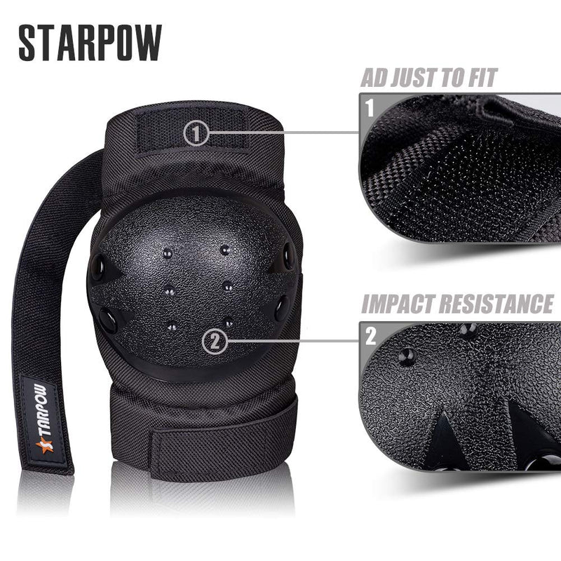 Knee Pads For Kids/Adult Elbows Pads Wrist Guards 3 In 1 Protective Gear Set For Skateboarding, Roller Skating, Rollerblading, Snowboarding, Cycling(S/M/L) By STARPOW Black Adults - BeesActive Australia