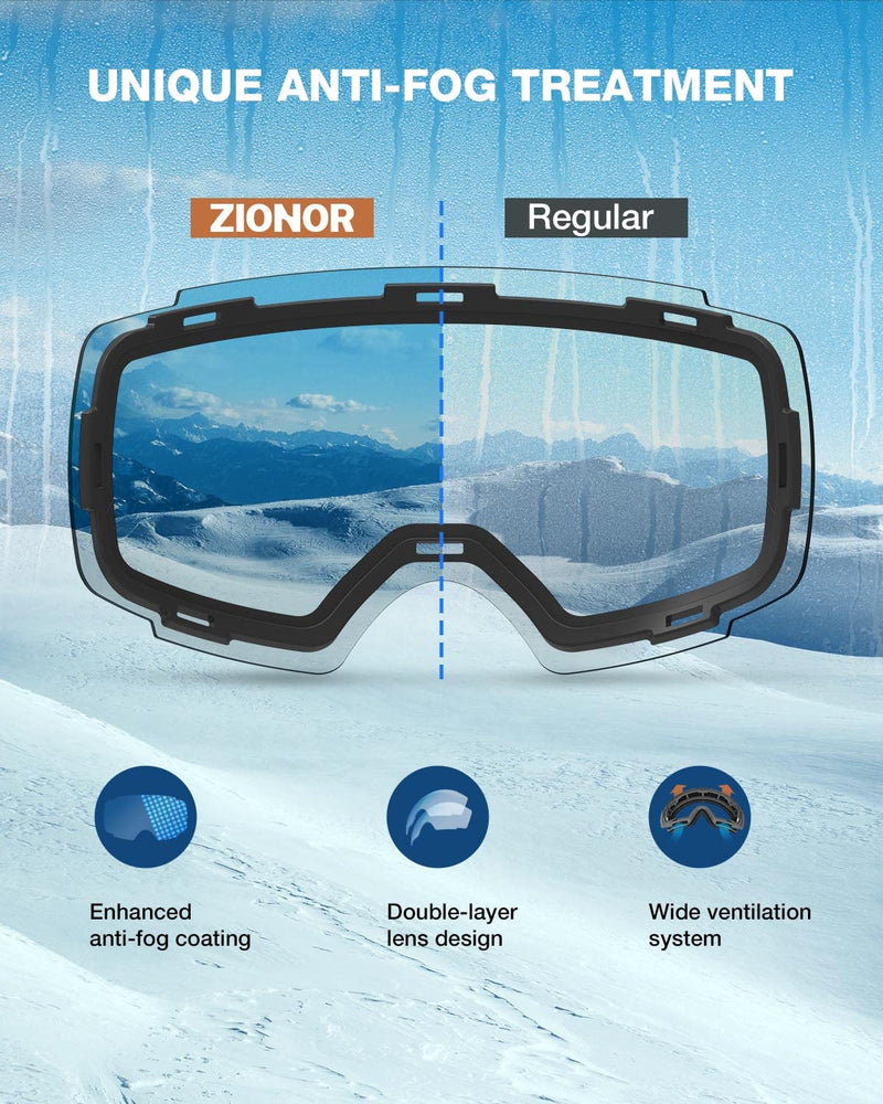 ZIONOR X4 Ski Goggles Magnetic Lens - Snowboard Snow Goggles for Men Women Adult - BeesActive Australia