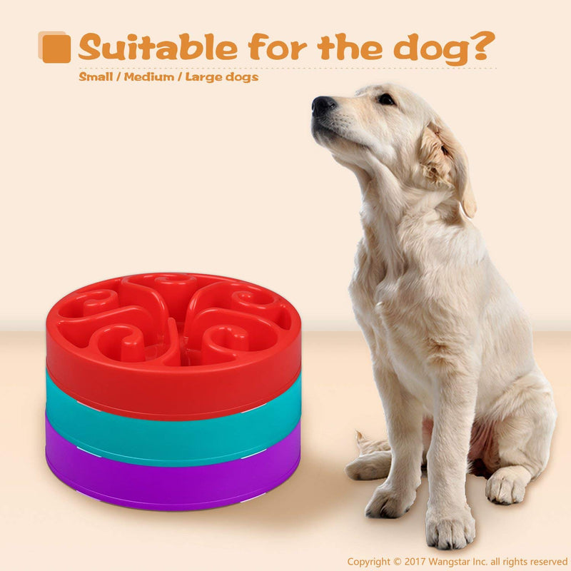 wangstar Slow Pet Bowl Slow Feeder for Dog Cats, Bloat Stop Puzzle Bowl Fun Maze Feeder Slow Feeding Anti-Skid Design M: 8''x1.9'' Purple - BeesActive Australia