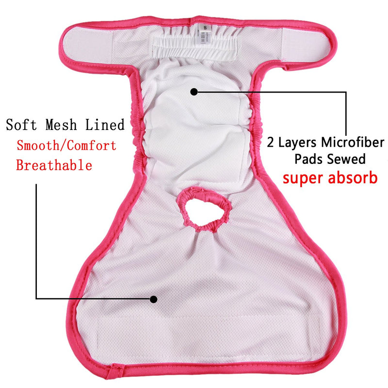 vecomfy Washable Dog Diapers Female for Small Dogs(3 Pack),Premium Reusable Leakproof Puppy Nappies XS Purple+Black+Strip - BeesActive Australia