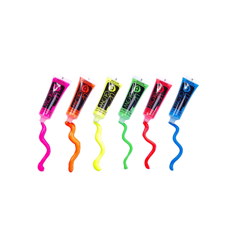 UV Glow Blacklight Face and Body Paint 0.34oz - Set of 6 Tubes - Neon Fluorescent - BeesActive Australia
