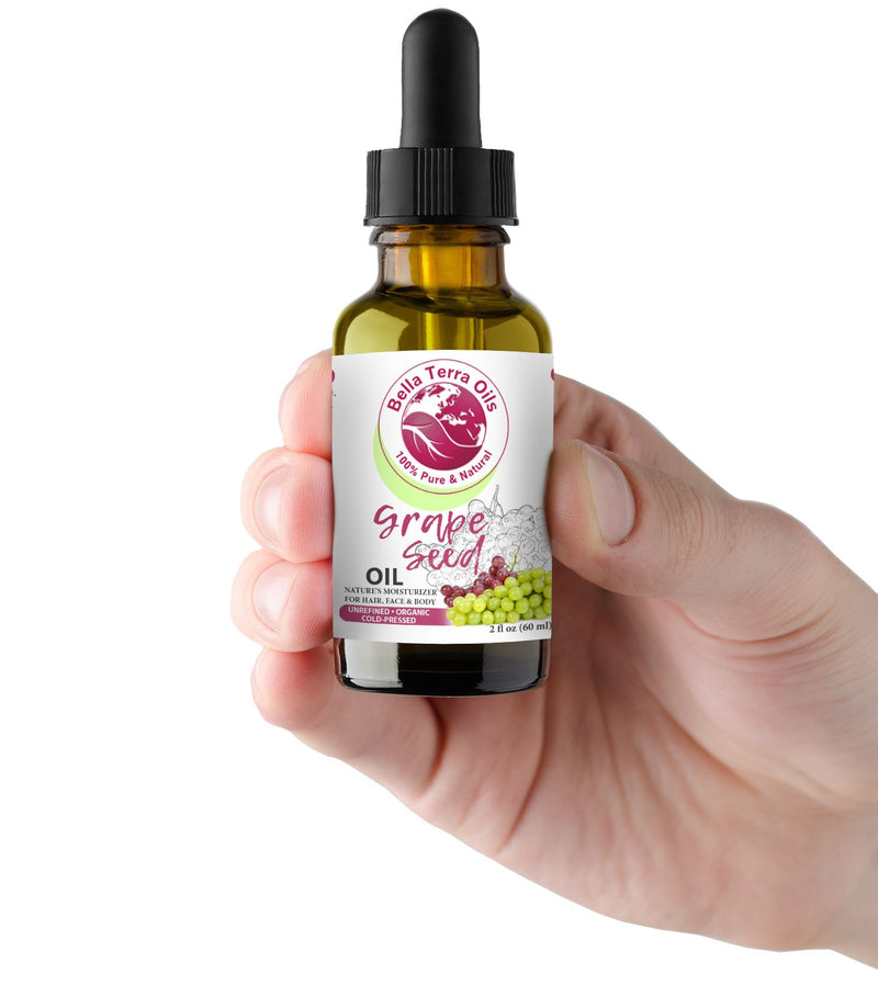 NEW Grape Seed Oil. 2oz. Cold-pressed. Unrefined. Organic. 100% Pure. Rich in vitamins. Hexane-free. Rejuvenates Skin. Softens Hair. Natural Moisturizer. For Hair, Skin, Nails, Beard, Stretch Marks. - BeesActive Australia