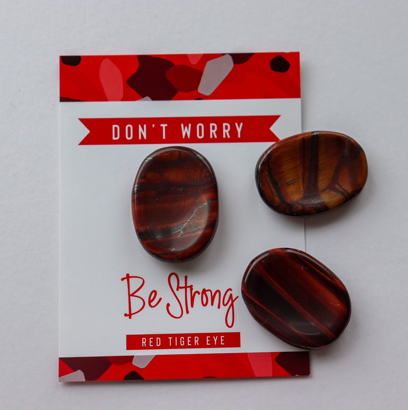Red Tiger Eye Crystal Worry Thumb Stone Meditation Spiritual Stress Relief Gift Birthday Healing Energy Reiki Chakra Red Tiger Eye - BeesActive Australia