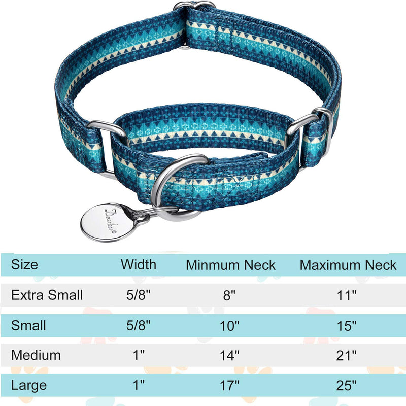 Dazzber Martingale Collar Dog Collar No Pull Pet Collar Heavy Duty Dog Martingale Collars Silky Soft with Unique Pattern for Medium and Large Dogs Medium, 1 Inch Wide Turquoise Green - BeesActive Australia