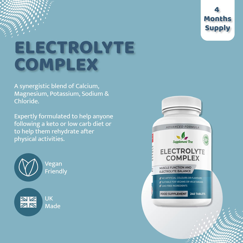 Electrolytes Complex | 240 Vegan Tablets | Electrolyte Pills with Potassium, Calcium, Magnesium & More | Keto Diet, Hydration Recovery & Salt Replacement | High Strength Electrolyte Supplement - BeesActive Australia