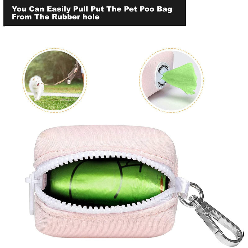 Petmolico Dog Poop Bag Holder Leash Attachment, Dog Waste Bag Dispenser Zippered Pouch, Fits Any Dog Leash, Includes Free Roll of Dog Bags, Poop Bag Dispenser Pink - BeesActive Australia