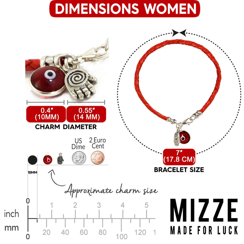 Hamsa Hand Protection Bracelet for Women 7" Length - Silver Hamsa Charm on Red Leather Evil Eye Bracelet for Women - Ojo Bracelet - Red Protection Bracelet Jewelry - Birthday Anniversary Friendship Gift - BeesActive Australia