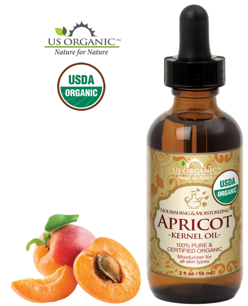 US Organic Apricot Kernel Oil, USDA Certified Organic,100% Pure & Natural, Cold Pressed Virgin, Unrefined in Amber Glass Bottle w/Glass Eyedropper for Easy Application (2 oz (Small)) 2 Fl Oz (Pack of 1) - BeesActive Australia