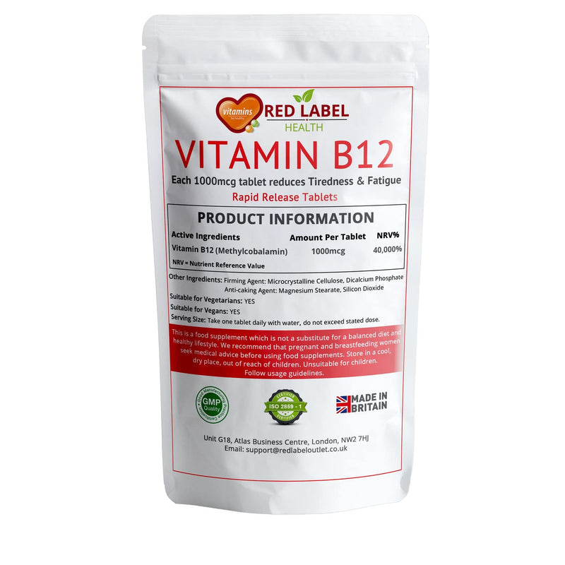 Vitamin B12 1000mcg - 360 Methylcobalamin Tablets - High Strength Supplement - Healthy Metabolism, Energy, Supports Immune & Nervous System for Men & Women | Vegetarian | Vegan | Made in UK. 1 count (Pack of 360) - BeesActive Australia