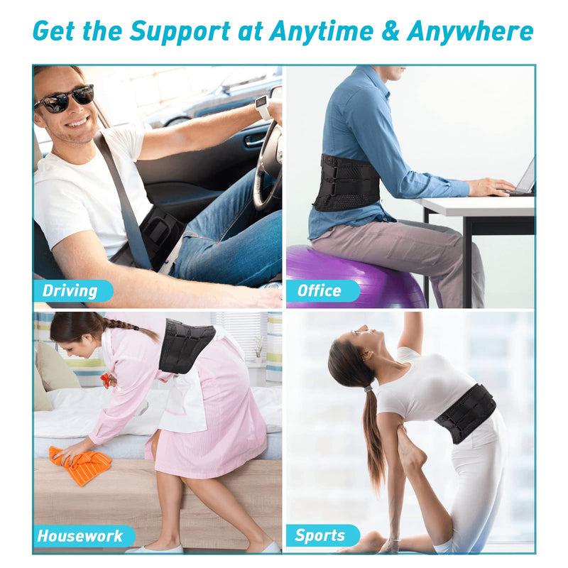 Back Brace for Men Lower Back - 2023 Lumbar Support Back Support Belt for Men and Women Lower Back Pain Relief, Herniated Disc, Sciatica, Scoliosis, Max Support with Steel Stays for Heavy Lifting M(33.5"-43") - BeesActive Australia