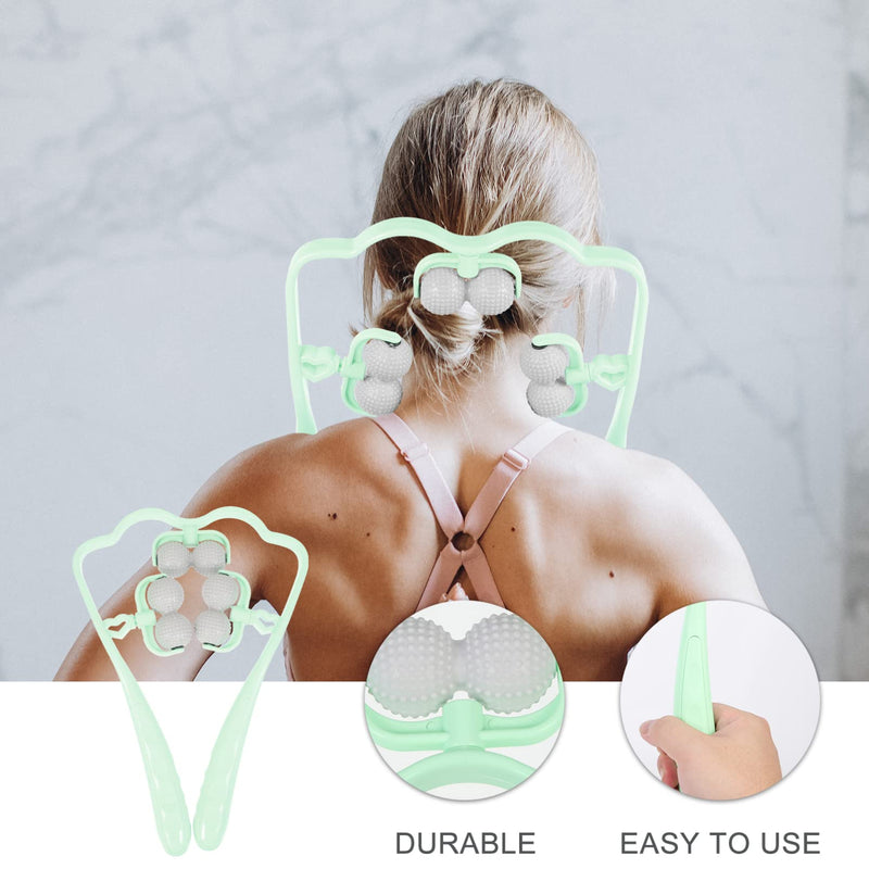 Healvian Hip Hook Neck Massage Roller Neck and Shoulder Shiatsu Deep Tissue Trigger Point Manual Self Muscle Massage Tool with Balls for Self Muscle Tension Relief Scalp Massager Green Arm Massager - BeesActive Australia