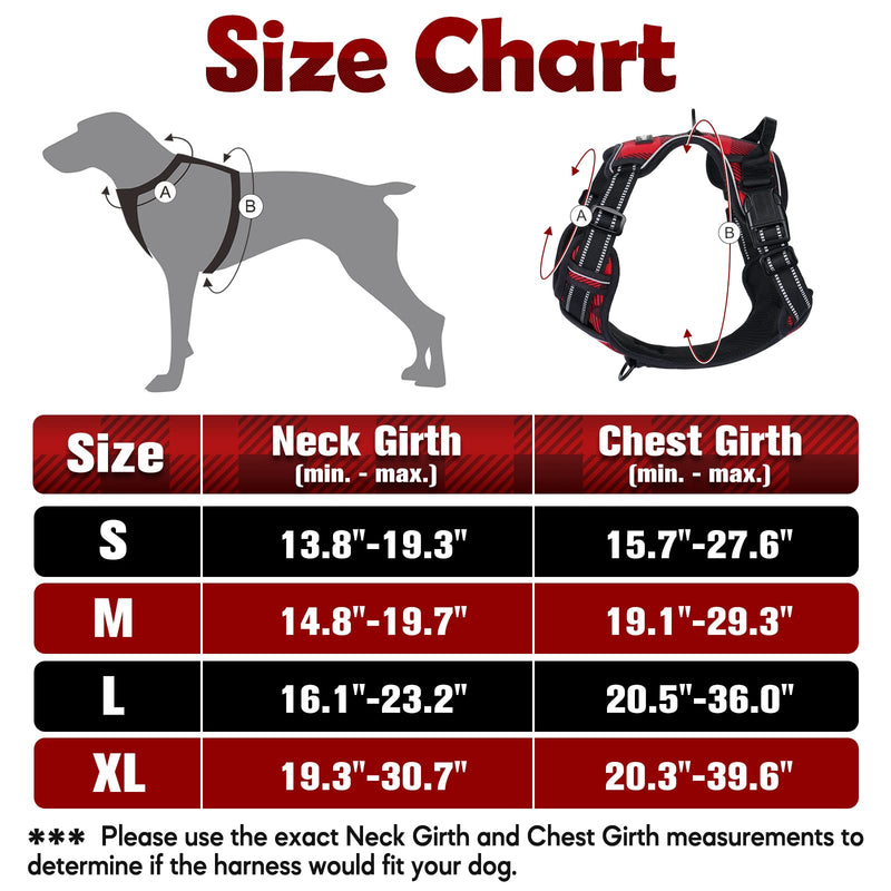 rabbitgoo Dog Harness for Large Dogs No Pull, Adjustable Dog Walking Vest Harness with 2 Leash Clips, Comfort Padded Pet Harness with Handle, Reflective Front Body Harness Buffalo Plaid (Red & Black) - BeesActive Australia