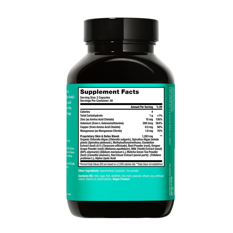HUM Daily Cleanse Acne Supplements - Support for Clear Skin & Improved Digestion with Organic Algae, Detoxifying Herbs, Vitamins & Minerals - Skin Supplement for Women and Men (60 Vegan Capsules) - BeesActive Australia