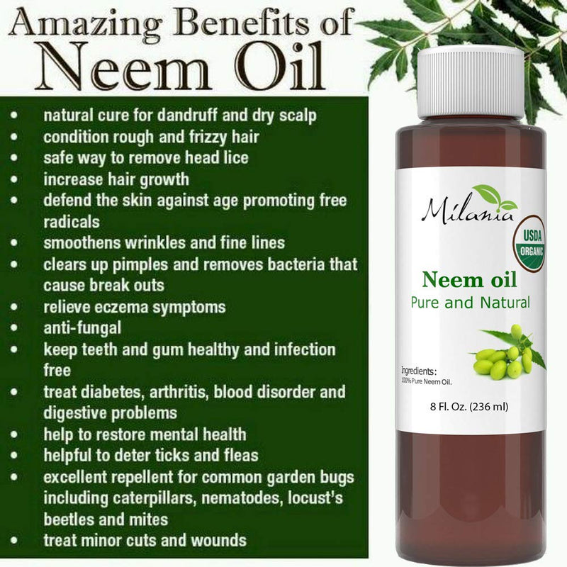 Premium Organic Neem Oil (8 Oz.) Virgin, Cold Pressed, Unrefined 100% Pure Natural Grade A. Excellent Quality. - BeesActive Australia