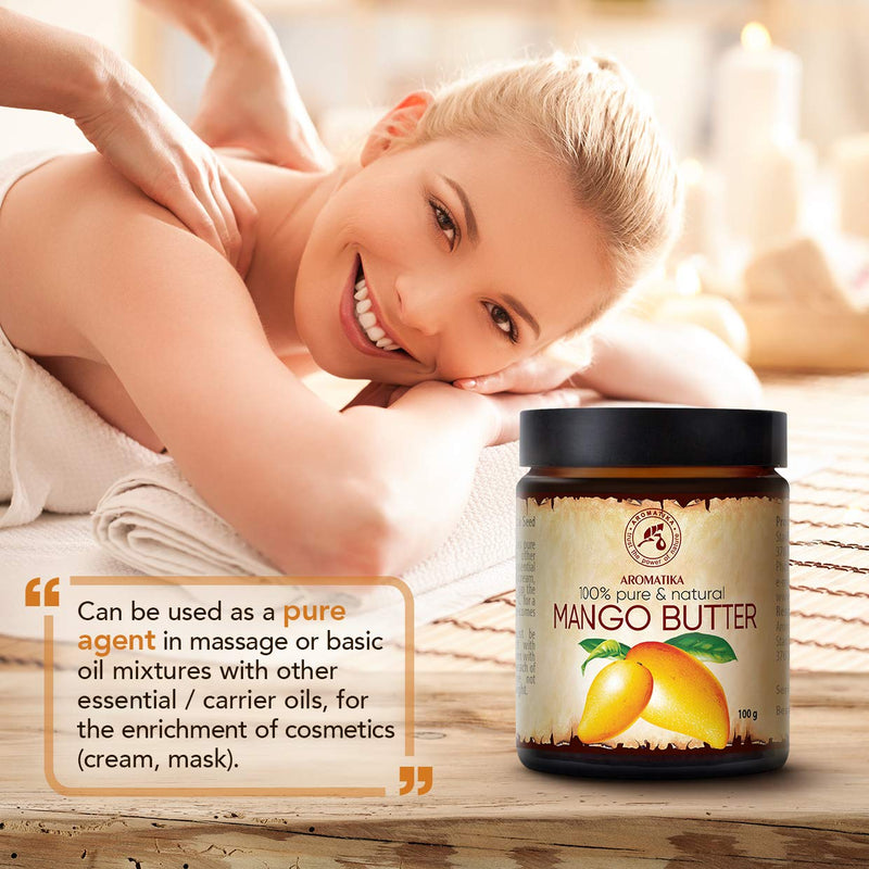 Mango Butter Refined 3.5 oz - 100g - Mangifera Indica Seed Butter - Indonesia - 100% Pure & Natural - Glass Bottle - for Beauty - Massage - Wellness - Cosmetics - Body Mango Butter - BeesActive Australia
