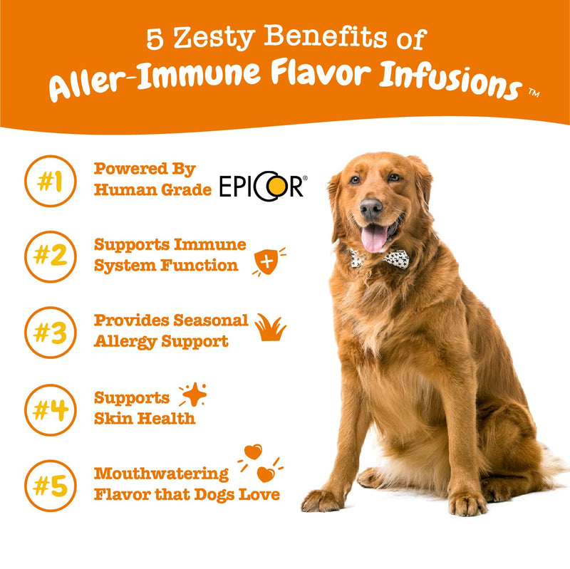 Zesty Paws Allergy & Immune Flavor Infusions for Dogs - with Omega 3 Salmon Oil for Sensitive Skin, EpiCor, Colostrum & Quercetin - Supports Seasonal Allergies Chicken 16 Fl Oz (Pack of 1) - BeesActive Australia