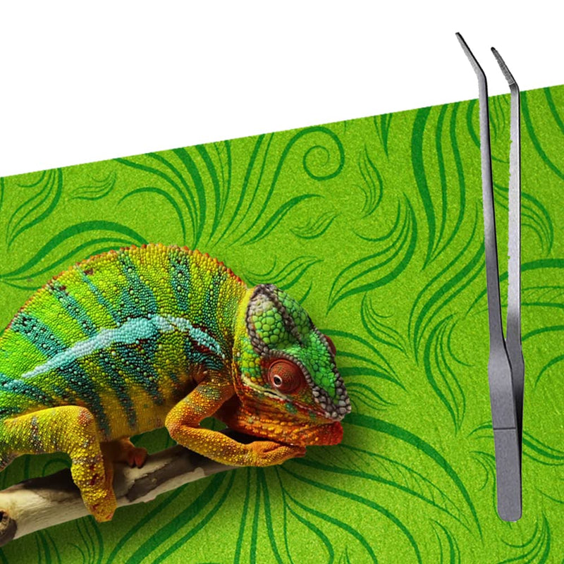 REP BUDDY 2 Pack Reptile Carpet Rainforest Tropical Mat & Reversible Substrate, Terrarium Liner Bedding, for Lizard,Chameleon,Gecko,Snake,Ceratophrys with Tweezers Feeding Tong 40 Gallon(36x18in) - BeesActive Australia