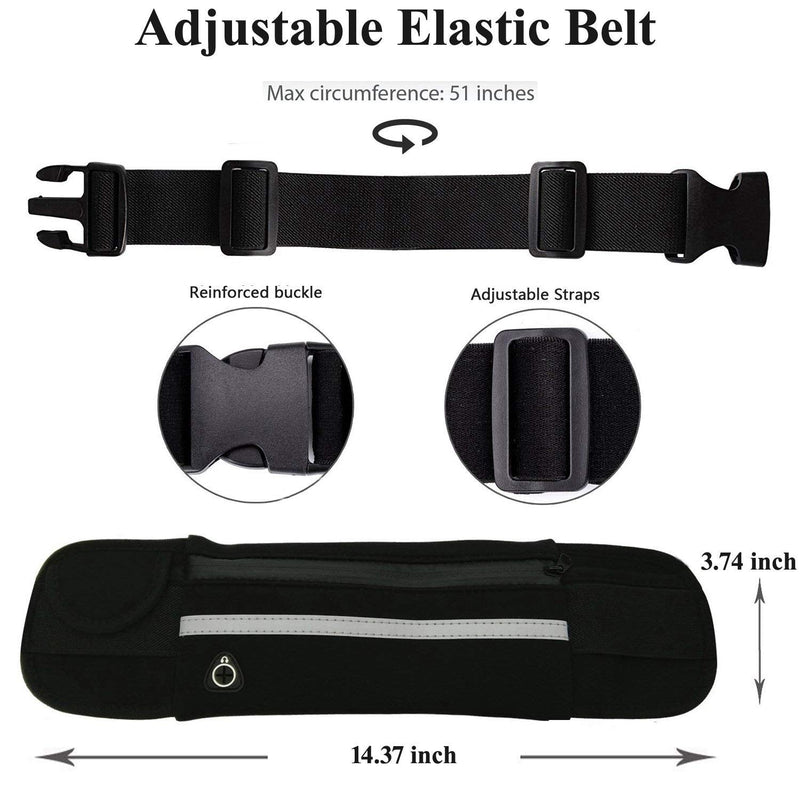 ANNI SOUL ADTBLL Top Running Belts,Waterproof & Elastic Waist Bag for Hiking Fitness black - BeesActive Australia