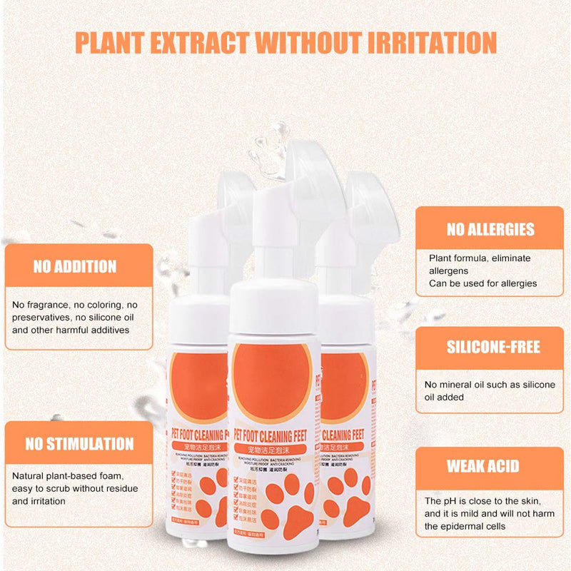 Pet Foot Cleaning Foam Paw Cleaner No Washing Pet Shampoo with Silicone Brush for Dogs Cats General Paw Scrubber Foot Cleaner Brush - BeesActive Australia