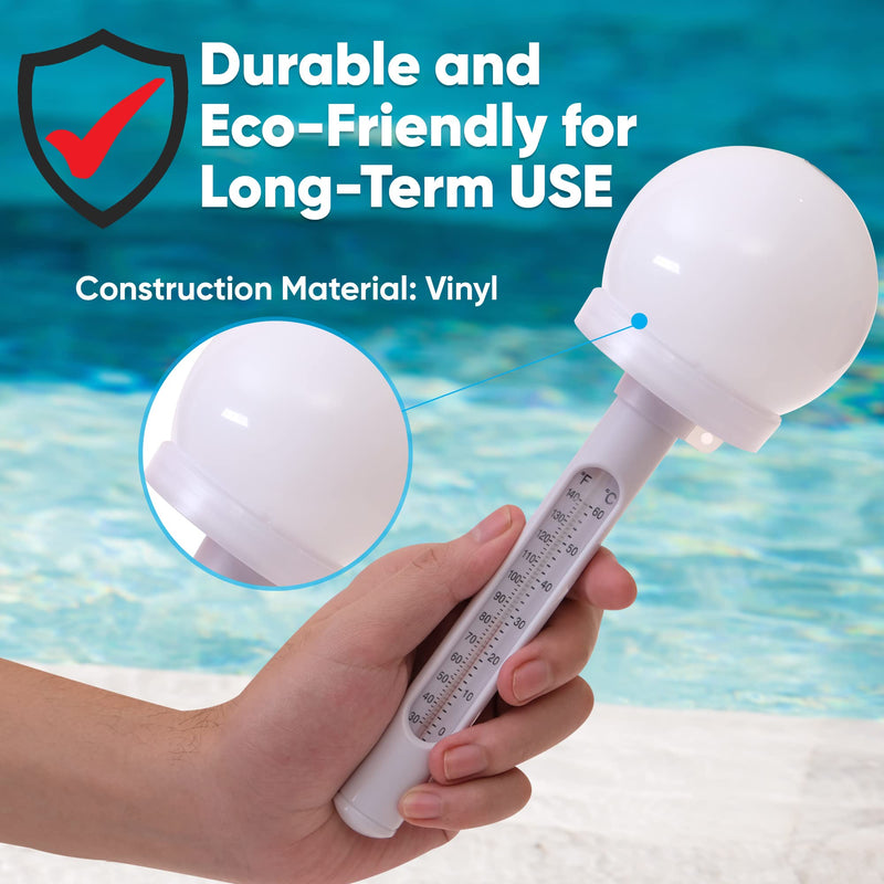 Floating Pool Thermometer w/LED Light - Solar Auto Light-Up Chroma Globe Water Temperature Easy Read Thermometer - for Indoor & Outdoor Swimming Pools, Spa, Hot Tub, Aquarium, Fish Pond - BeesActive Australia
