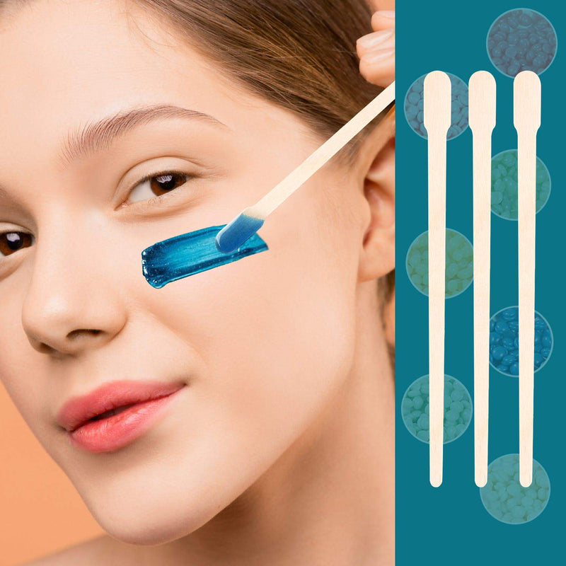 200 Pcs Eyebrow Wax Sticks Wax Applicator, Wood Wax Spatulas for Face and Small Hair Removal Sticks With Handle - BeesActive Australia