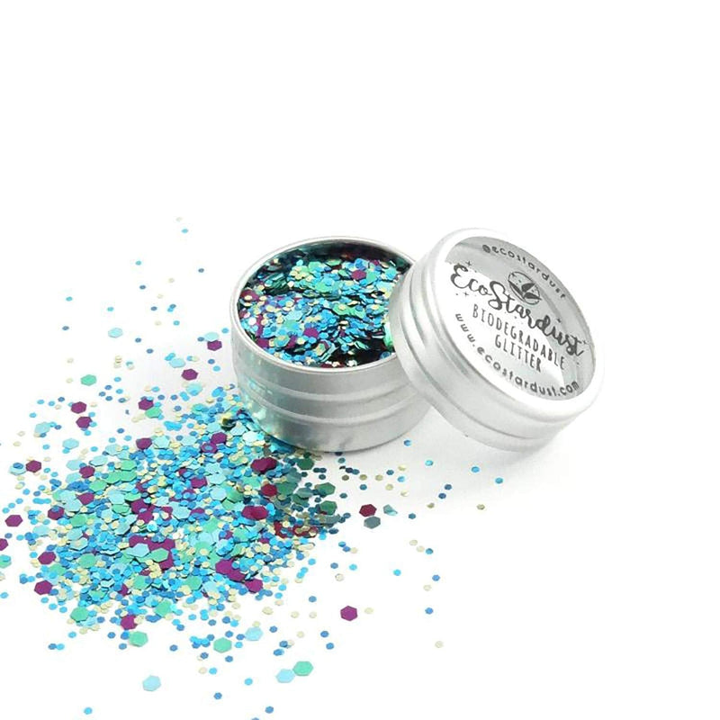 EcoStardust Peacock Biodegradable Glitter ✶ Festival Bioglitter Cosmetic Face Body Hair Nails 6g/10ml - BeesActive Australia