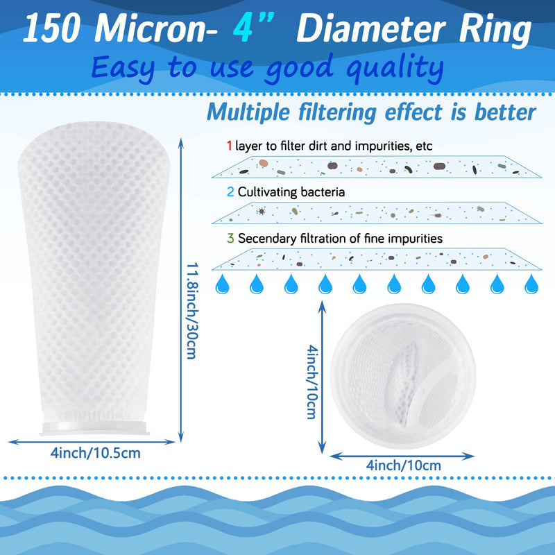 Jecery 8 Pcs Filter Socks 4 Inch 3D Honeycomb Design Filter Sock 4 Inch Ring by 11.8 Inch Long Saltwater Aquarium Filter Sock 150μm Aquarium Sump Filter Sock Use in Fish Tank Sump Overflow, White - BeesActive Australia