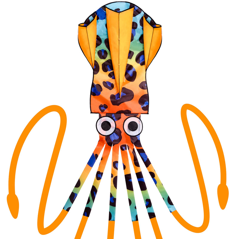 JEKOSEN 2022 Octopus Squid Huge Kite Total 242 Inches for Kids and Adults Easy to Fly Single Line String with Tail for Beach Trip Park Family Outdoor Games and Activities Orange - BeesActive Australia