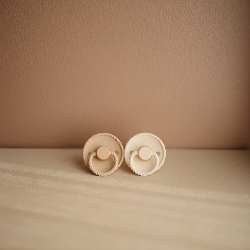 Frigg Rope SilkySoft Silicone Baby Pacifier | Made in Denmark | BPA-Free (Sage/Croissant, 6-18 Months) Sage/Croissant - BeesActive Australia