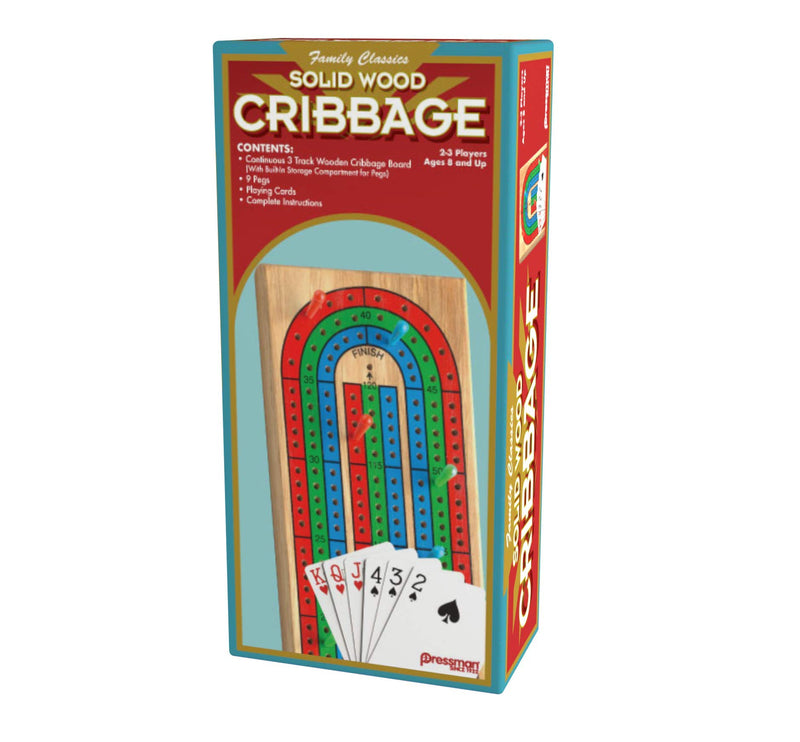 [AUSTRALIA] - Family Classics Cribbage - Solid Wood Continuous 3 Track Board with Built-In Storage Compartment for Pegs 