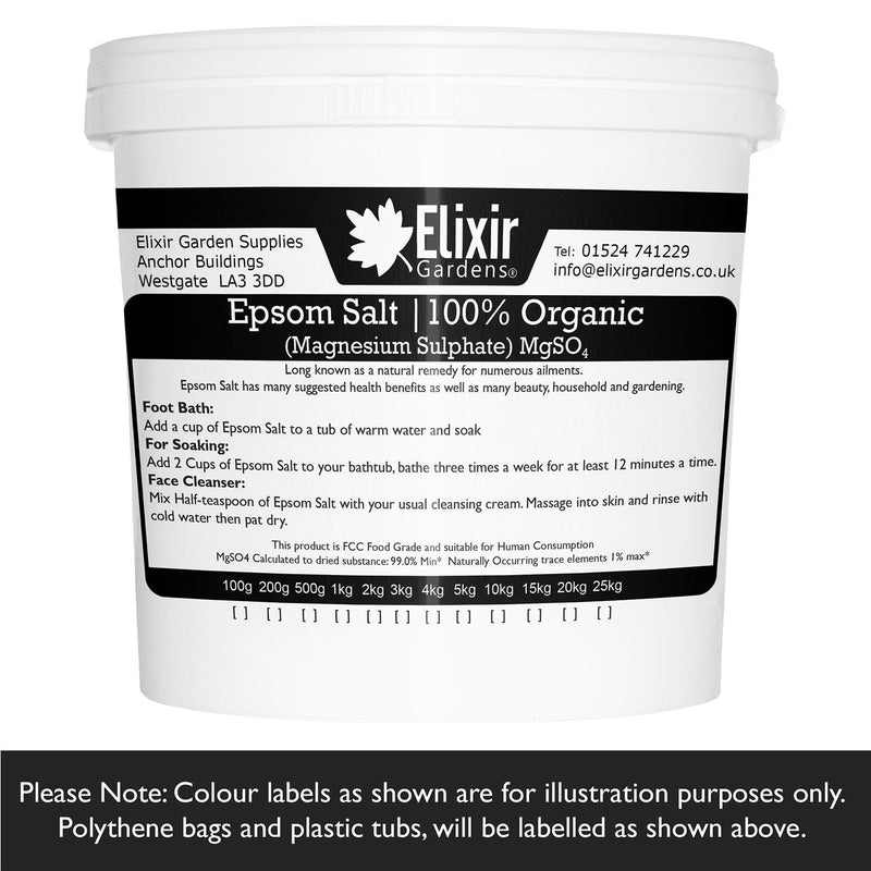 Elixir Gardens ORGANIC EPSOM BATH SALTS | 5KG BUCKET/PAIL/TUB | Magnesium Sulphate - BeesActive Australia