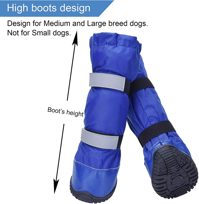 Hipaw Outdoor Dog Boots Winter Dog Shoes Nonslip for Snow Rain L ( Insole width: 2.76" ) Blue - BeesActive Australia