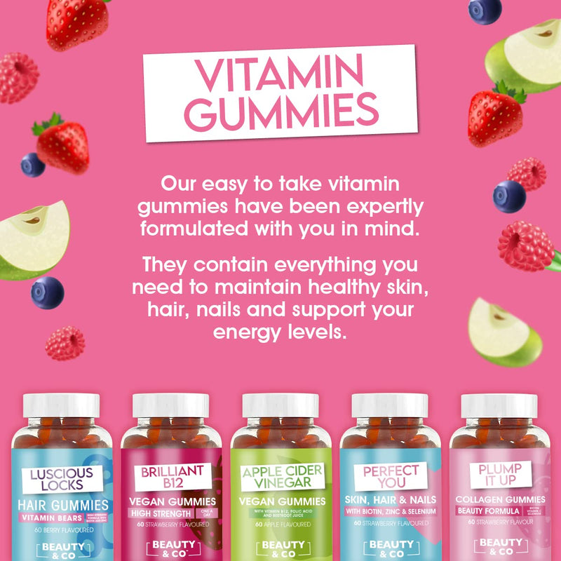 Beauty & Co Collagen Gummies by - 60 Marine Collagen Gummies with Biotin, Vitamin C & Selenium (60) 60 Count (Pack of 1) - BeesActive Australia