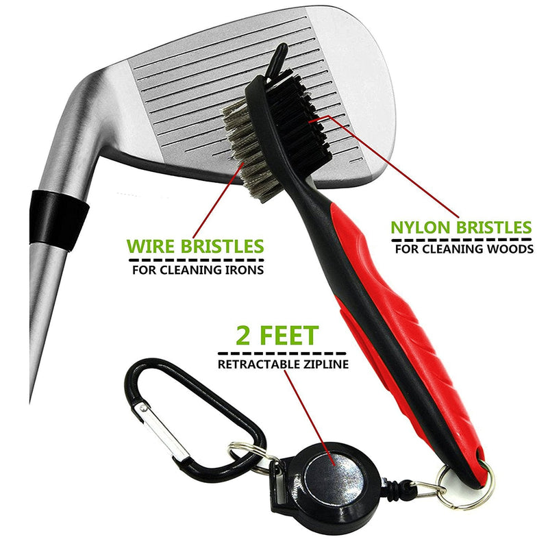 Yoport Golf Club Brush and Club Groove Cleaner 2 Ft Retractable Zip-line Aluminum Carabiner, Lightweight and Stylish, Ergonomic Design, Easily Attaches to Golf Bag - BeesActive Australia