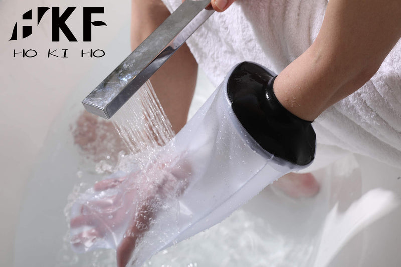 HKF HO KI HO Adult Waterproof Cast Cover Protector Hand for Shower,Plaster Bandage Protector Watertight for Broken Hand,Wrist,Reusable Keeps Hand Dry Fits Unisex Adult.Upper Circ OD/ID(5.5/1.8in) 38cm Black Hand - BeesActive Australia