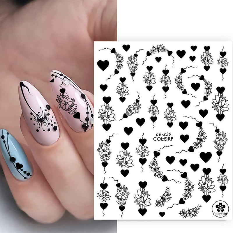 7 Sheets Fashion Flame Word Nail Art Stickers Self-Adhesive Decals Black Gold Silver White Flame Dollar Chinese Character Nail Design For Acrylic Nail Supplies Nail Decoration Kits - BeesActive Australia