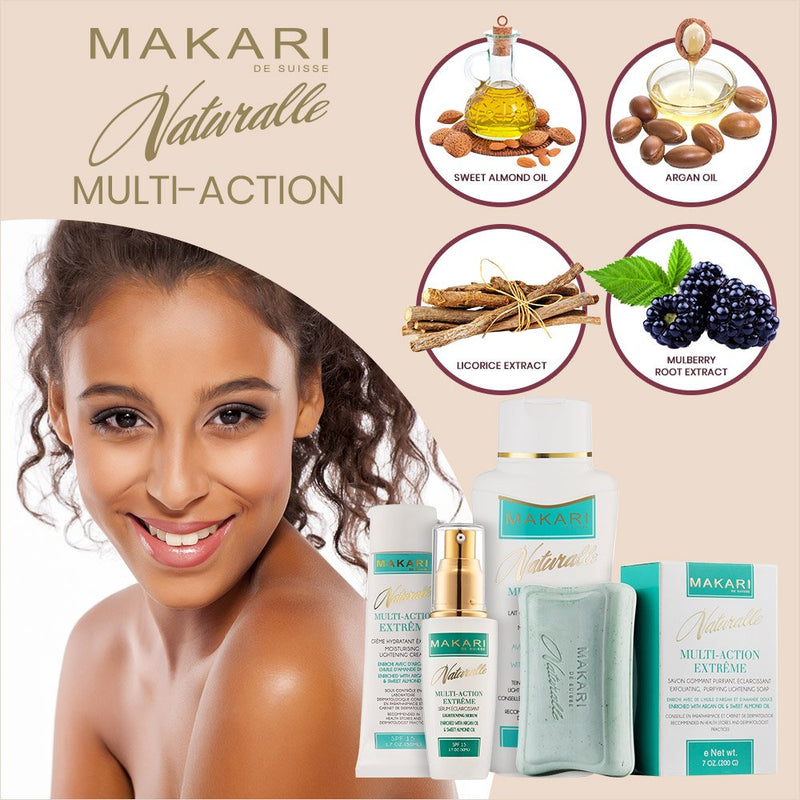 Makari Naturalle Multi-Action Extreme Body Lotion 17.6oz - Moisturizing Body Cream with Argan Oil & SPF 15 - Toning & Treatment for Dry Skin, Age Spots, Unevenness - BeesActive Australia