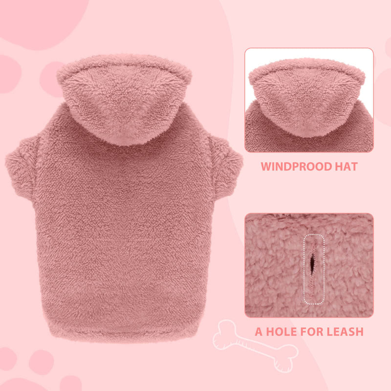 Fuzzy Dog Hoodie Dog Sweater Dog Clothes Warm Soft Cozy Dog Coats Hooded Sweatshirt Fleece Dog Hoodies for Small Medium Large Dogs Pink - BeesActive Australia