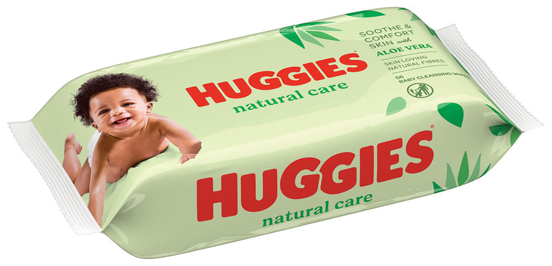 Huggies Natural Care, Baby Wipes - Single Pack (56 Wipes Total) - Aloe Vera Wet Wipes with Natural Fragrance - Hypoallergenic with no alcohol - BeesActive Australia