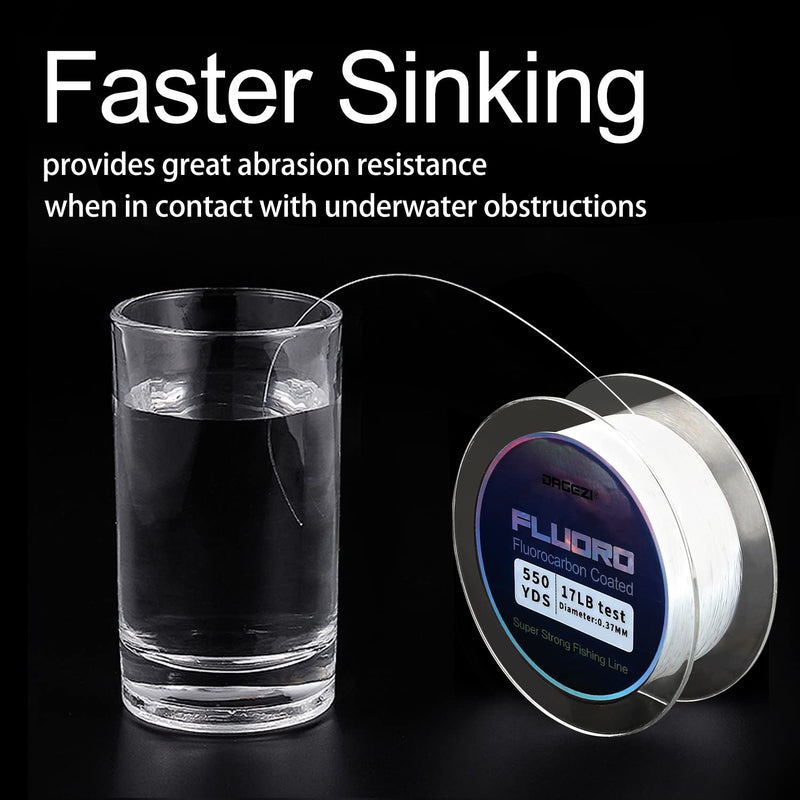 DAGEZI Fluorocarbon Coated Fishing Line 300yds / 550yds Faster Sinking Abrasion Resistant Invisible Super Strong Fishing Line 300.0 Yards 4lb(1.81kg)-0.16mm - BeesActive Australia