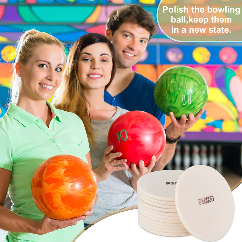 Maitys 12 Pieces Bowling Sanding Pads Round Bowling Ball Round Spinner Bowling Ball Sand Pads Resurfacing Polishing Cleaning Kit, (White, P500, P1000, P1500, P2000, P3000, P5000 Grit) - BeesActive Australia