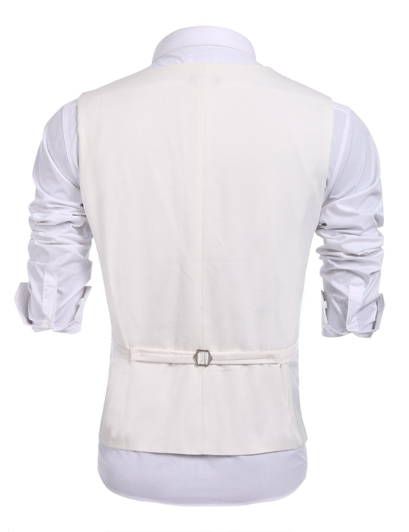 COOFANDY Men's Slim Fit Sequins Vest V-Neck Shiny Party Dress Suit Stylish Vest Waistcoat Silver XX-Large - BeesActive Australia