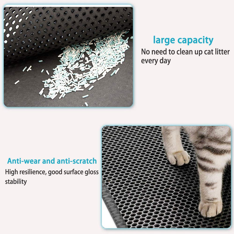 kaxionage Cat Litter Mat, Litter Box Mat,Honeycomb Double Layer Trapping Litter Mat Design,Waterproof Urine Proof Kitty Litter Mat,Easy Clean Scatter Control 15" X 24" 1Pack Grey - BeesActive Australia