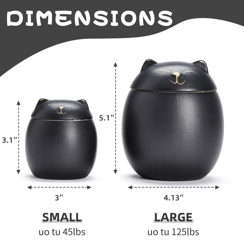 LMEILI Pet Urns for Cats Box Ashes Keepsake Memorial Cremation Small Dog Animal Ceramics Ashes Funeral Urn Personalized Small Black - BeesActive Australia