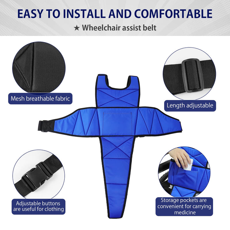 [LOSCHEN] Wheelchair Harness Belt Non-Slip Breathable Whole Body Waist Strap Seat Belt for Elderly People and Patients（Blue） - BeesActive Australia