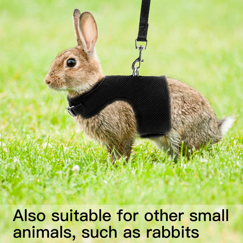 PUPTECK Soft Mesh Cat Vest Harness and Leash Set Puppy Padded Pet Harnesses Escape Proof for Cats Small Dogs Rabbits Bunny X-Large Black - BeesActive Australia